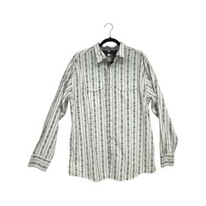 Scully Men's Skull Roses Western Shirt L Embroidered Rockabilly Cotton